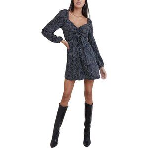 Bella Dahl Size S Lolita Gathered Front Mini Dress Polka Dots Print